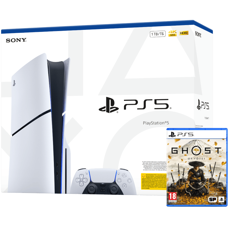 Sony PlayStation PS5 Slim 1TB (E-chassis) + gra Ghost of Yotei biały